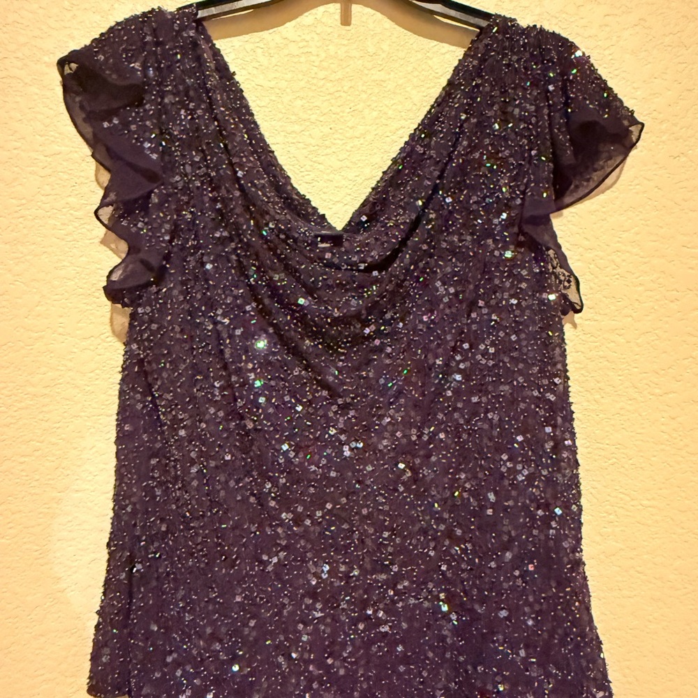 J Kara Sparkling Purple Sequin Blouse